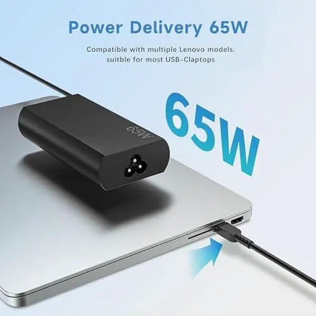 Alt view image 6 of 6 - Slim 65W USB-C Laptop Charger Compatible with Lenovo ThinkPad X1 Z13 X13 L14 E14 C14 P14S E15 P15S E15 P16S ThinkBook 13s 14G3 14G4 ldeaPad 5 5i Slim1 3 3iYoga 7 Slim 7por Type-c AC Adapters