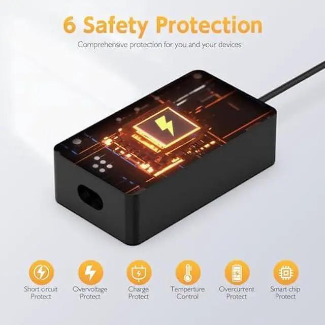 Alt view image 5 of 6 - Surface Pro Charger 65W, Surface Charger Compatible with Microsoft Surface Pro 11, 10, 9, 8, 7+, 7, 6, 5, 4, 3, X, Windows Surface Laptop 6, 5, 4, 3, 2, 1, Surface Go Tablet, Surface Book 3, 2, 1