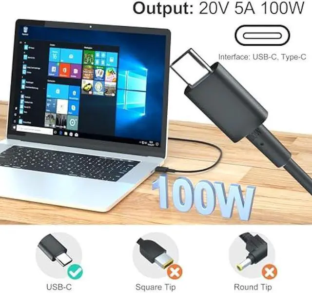 Alt view image 2 of 7 - 100W USB-C Charger Compatible for ASUS Laptops - Fit for ASUS ROG A20-100P1A, Flow Z13 X13, 100W PD Fast Charging for ROG Flow Acer HP Lenovo Type C Adapter, Fit for 90W 65W 45W 27W 15W