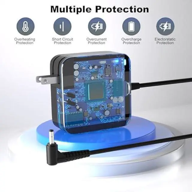 Alt view image 4 of 7 - 65W Round tip Laptop Charger for Lenovo Ideapad 3 1 5 310 320 330 S145 S340 Business Laptop Flex 5 4 14 15 V14 V15 V17 Yoga 510 710 ADLX65CCGU2A Quick Charging Adapter with Power Cord