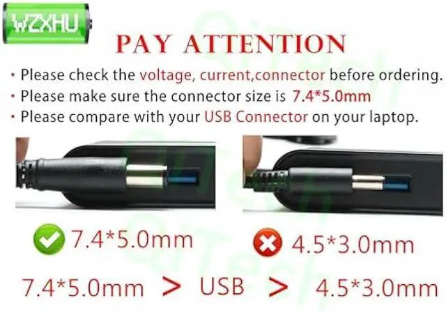 Alt view image 4 of 6 - 65W Laptop Charger Compatible with Dell Latitude 5400 5480 7480 7490 5490 E5470 E6420 5580 5500 5590 5280 E6410 E5570 E6430 E6440 E6540 AC Adapter Power Cord