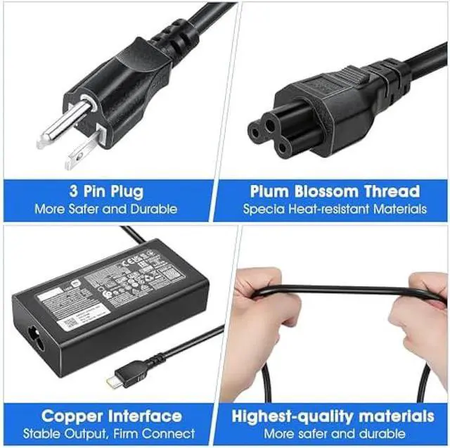 Alt view image 3 of 5 - 100W USB Type C Laptop Charger Fit for Lenovo ThinkBook Plus G3 13x 14G5 14G6 14s 14p 16G4+16p Lenovo ThinkPad neo 14 P14s L15 T16 Yoga 7 Pro7 9 9i Slim 6i 7i IdeaPad 5 Pro Slim 5-20V 5A AC Adapter