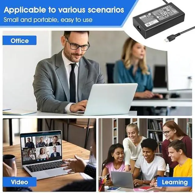 Alt view image 4 of 5 - 100W USB Type C Laptop Charger Fit for Lenovo ThinkBook Plus G3 13x 14G5 14G6 14s 14p 16G4+16p Lenovo ThinkPad neo 14 P14s L15 T16 Yoga 7 Pro7 9 9i Slim 6i 7i IdeaPad 5 Pro Slim 5-20V 5A AC Adapter