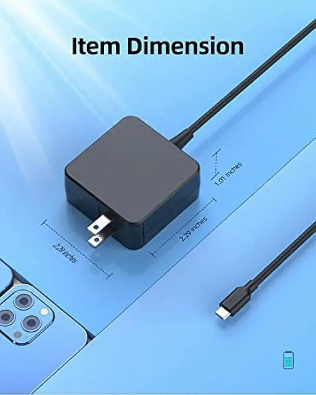 Alt view image 6 of 7 - 45W USB Type C AC Charger Fit for Asus Chromebook Flip C434TA C434T C434 C433TA C433T C433 C436FA C436F C436 C214MA C214M C214 Adapter Power Supply Cord