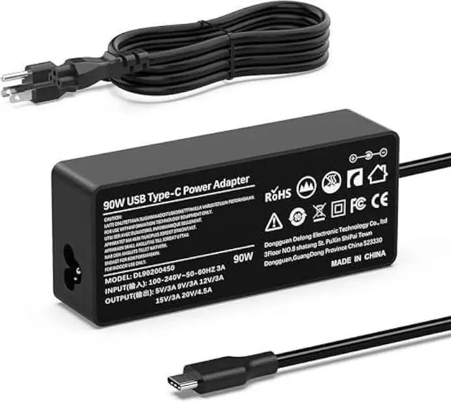 Main image of VUOHOEG 90W USB C Laptop Charger Compatible with MacBook Pro/Air, Lenovo ThinkPad Yoga, HP Spectre Envy, ASUS Chromebook ZenBook, Huawei MateBook, Xiaomi Notebook Type C Fast Charging Adapter