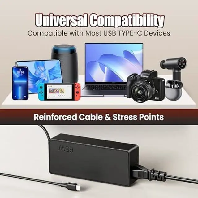 Alt view image 4 of 5 - VUOHOEG 90W USB C Laptop Charger Compatible with MacBook Pro/Air, Lenovo ThinkPad Yoga, HP Spectre Envy, ASUS Chromebook ZenBook, Huawei MateBook, Xiaomi Notebook Type C Fast Charging Adapter