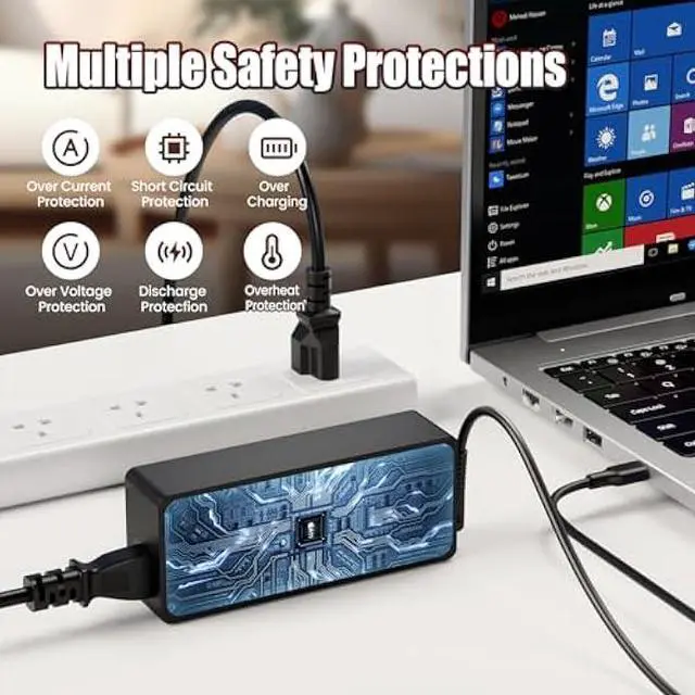 Alt view image 5 of 5 - VUOHOEG 90W USB C Laptop Charger Compatible with MacBook Pro/Air, Lenovo ThinkPad Yoga, HP Spectre Envy, ASUS Chromebook ZenBook, Huawei MateBook, Xiaomi Notebook Type C Fast Charging Adapter