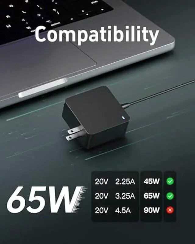 Alt view image 4 of 7 - 65W USB C Universal PD Charger Fit for Asus Zenbook Chromebook, HP Elitebook Chromebook, Fit for Dell Latitude, Lenovo Thinkpad Yoga, Fit for Acer, Samsung Galaxy Series, Tablet Type C Laptop