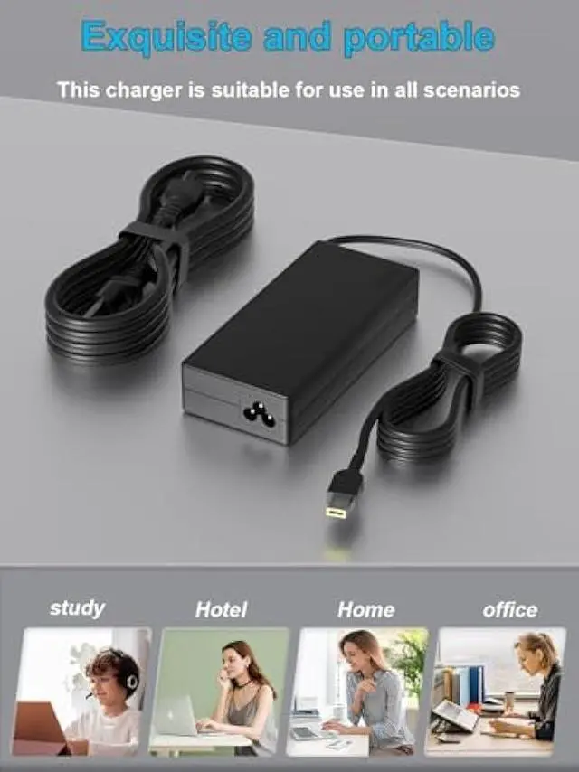 Alt view image 7 of 7 - 135W AC Charger Fit for Lenovo Ideapad Gaming 3 Y700 700 S740 L340 Creator 5 7 ideapad 5 Pro Yoga Slim 7 Pro C940 Y70 Y50 Y40 Yoga 9-15IMH5 Legion Y520 ThinkPad T15p P16v ThinkBook 15P Laptop