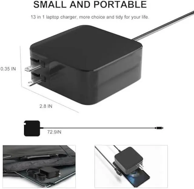 Alt view image 4 of 5 - 100W GaN USB C Laptop Chargers PD 3.0 Universal Laptop Compatible for HP/Dell/MacBook/Lenovo/Asus/Acer/Samsung Laptop Charger Type C, Compact & Portable with 13 Adapter Tips & Power Cord