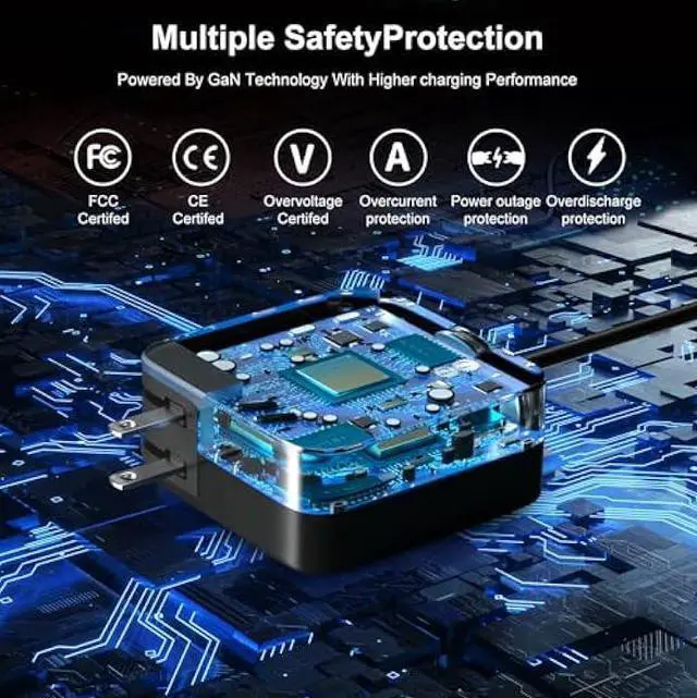 Alt view image 5 of 5 - 100W GaN USB C Laptop Chargers PD 3.0 Universal Laptop Compatible for HP/Dell/MacBook/Lenovo/Asus/Acer/Samsung Laptop Charger Type C, Compact & Portable with 13 Adapter Tips & Power Cord