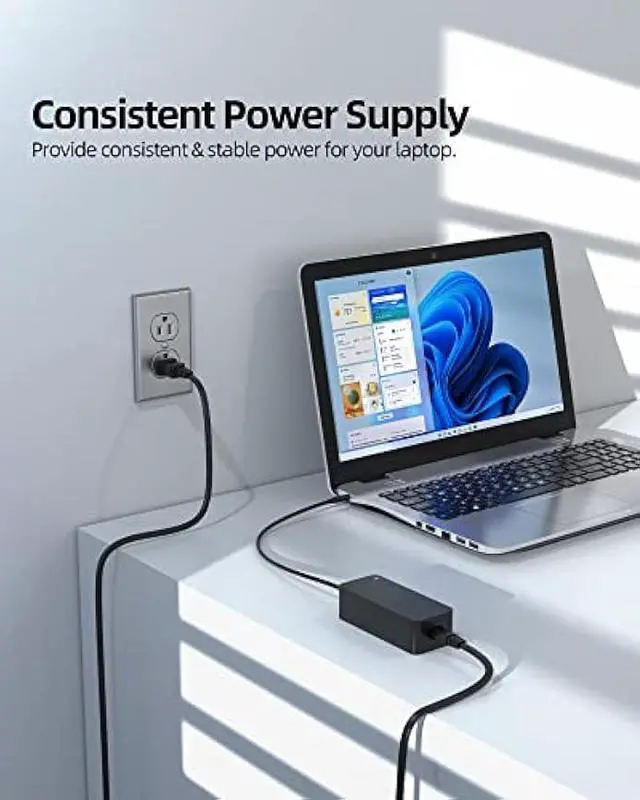 Alt view image 7 of 7 - 65W 45W AC Power Cord Fit for Dell Docking Station D1000 D3100 5M48M 452-BBPG 5RR7X Ultra HD 4K Triple Display Wireless Charger Adapter Supply Cable