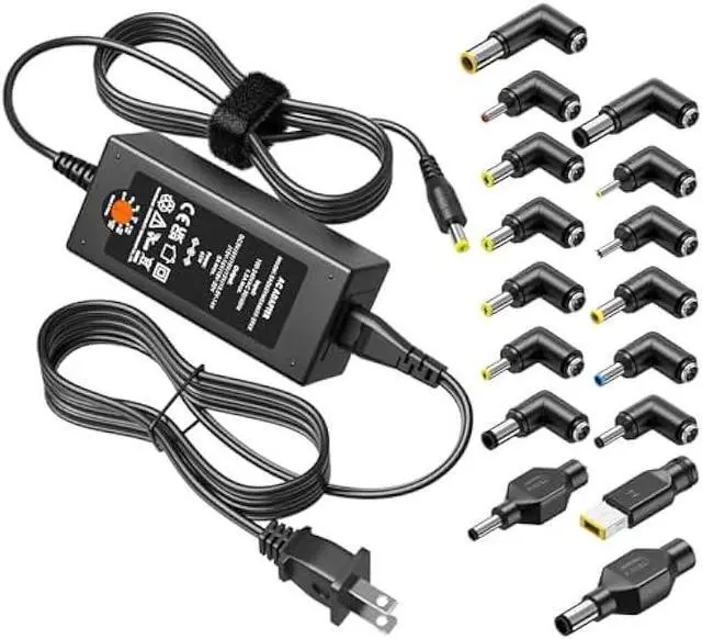 Main image of Powseed 65W Universal Laptop Charger for Lenovo HP Dell Acer ASUS Gateway Samsung Monitor Power Cord 5V 6V 10V 12V 13.5V 14V 15V 16V 18V 18.5V 19V 19.5V 20V DC Power Supply AC Adapter with 16 Tips