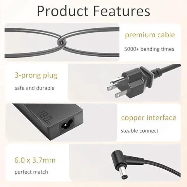 Alt view image 3 of 5 - 180W Gaming Charger Compatible with Asus TUF FX505DU FX505DT FX505GT FX505DD FX506LI FX506LH FX705DT FX705DY FX705GE FX705GM ROG Zephyrus G14 G15 GA502D GA502DU GA502IU GA401QM GA401I GA401IV