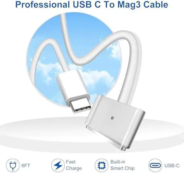Alt view image 4 of 6 - 96W Charger for Mac Pro16 14 Inch Mac Book Air 15/13 Inch M4 M3 M2 M1 from 2024 2023 2022 2021 USB-C to Mag 3 Power Adapter Include 6.6ft 5A USB-C to Magnetic 3 Cable&USB-C to C Cable