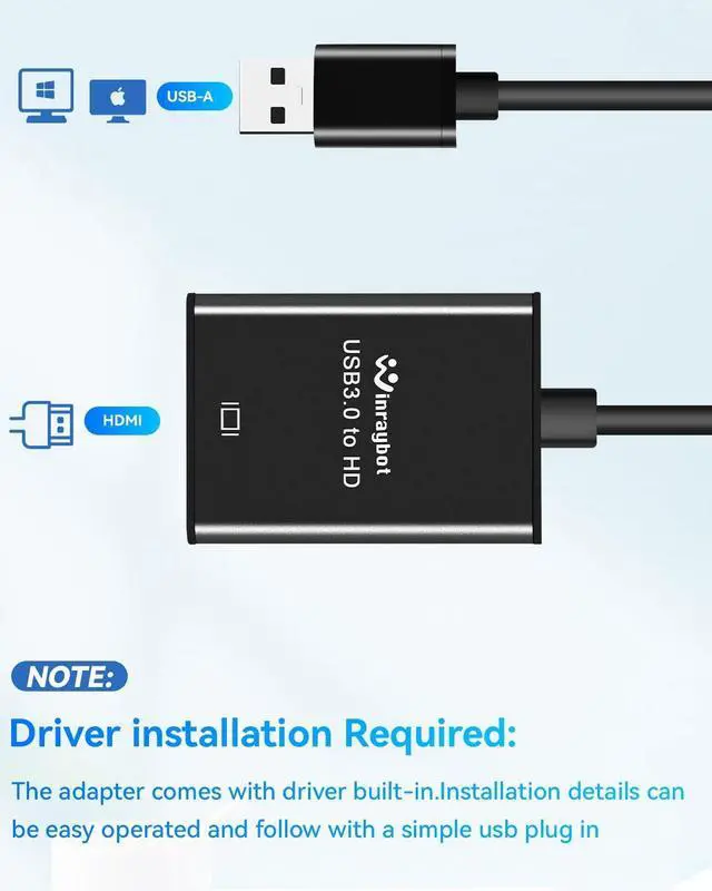 Alt view image 5 of 7 - USB 3.0 to hdmi Adapter for Laptop,USB hub hdmi Converter, HD Port Expander (USB 3.0-Black)