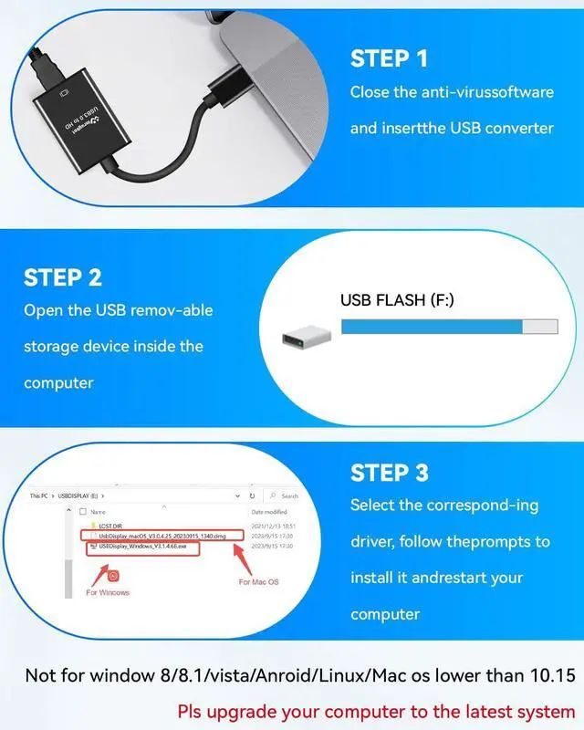 Alt view image 7 of 7 - USB 3.0 to hdmi Adapter for Laptop,USB hub hdmi Converter, HD Port Expander (USB 3.0-Black)