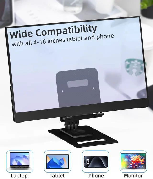 Alt view image 2 of 6 - Ingnok Adjustable Tablet Stand Holder - Portable Monitor Stand Compatible with Portable Monitor Tablet, Phone, iPad, Surface Pro,Kindle