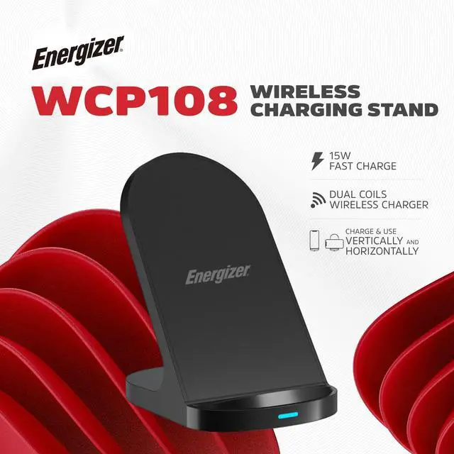 Alt view image 2 of 7 - Energizer 15W Max Wireless Charging Stand | Dual-Coil Fast Charger for Desk | 7.5W for iPhone 15/14/13/12 & 15W for Samsung/Qi Android Devices | Case-Friendly_WCP108