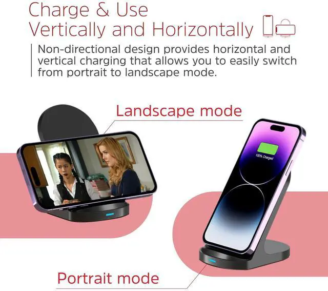 Alt view image 6 of 7 - Energizer 15W Max Wireless Charging Stand | Dual-Coil Fast Charger for Desk | 7.5W for iPhone 15/14/13/12 & 15W for Samsung/Qi Android Devices | Case-Friendly_WCP108