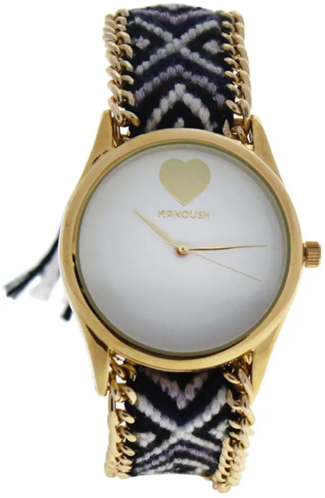 Main image of MNSHIWC Hindi Heart - Gold/Black Nylon Strap Watch by Manoush for Women - 1 Pc Watch