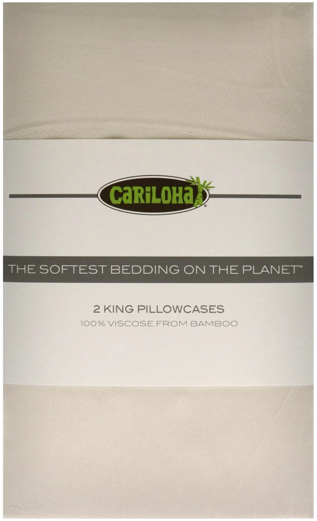Main image of Classic Bamboo Pillowcase Set IvoryKing by Cariloha for Unisex 2 Pc Pillowcase
