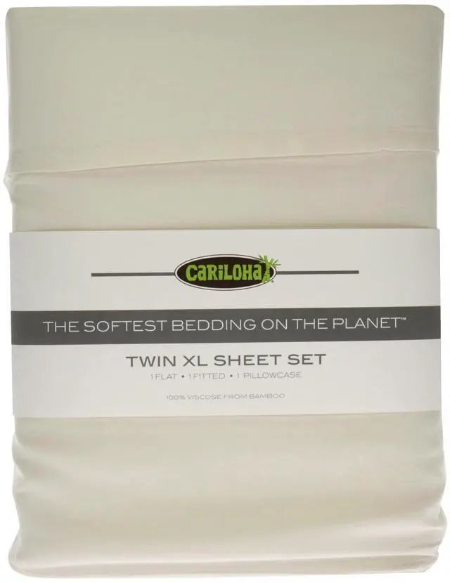 Main image of Classic Bamboo Bed Sheet Set - Ivory-Twin XL by Cariloha for Unisex - 4 Pc Flatt Sheet, Fitted Sheet, 2 Pillow Cases
