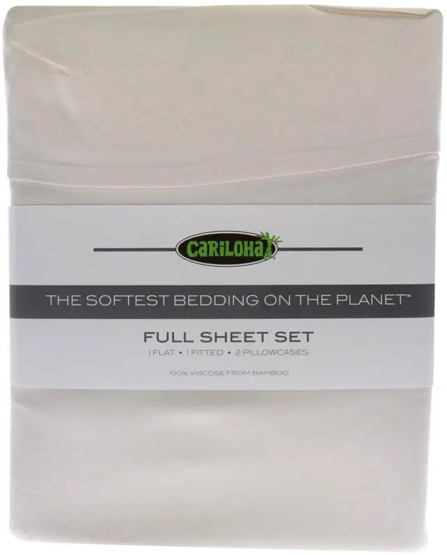 Main image of Classic Bamboo Bed Sheet Set - Ivory-Full by Cariloha for Unisex - 4 Pc Flatt Sheet, Fitted Sheet, 2 Pillow Cases