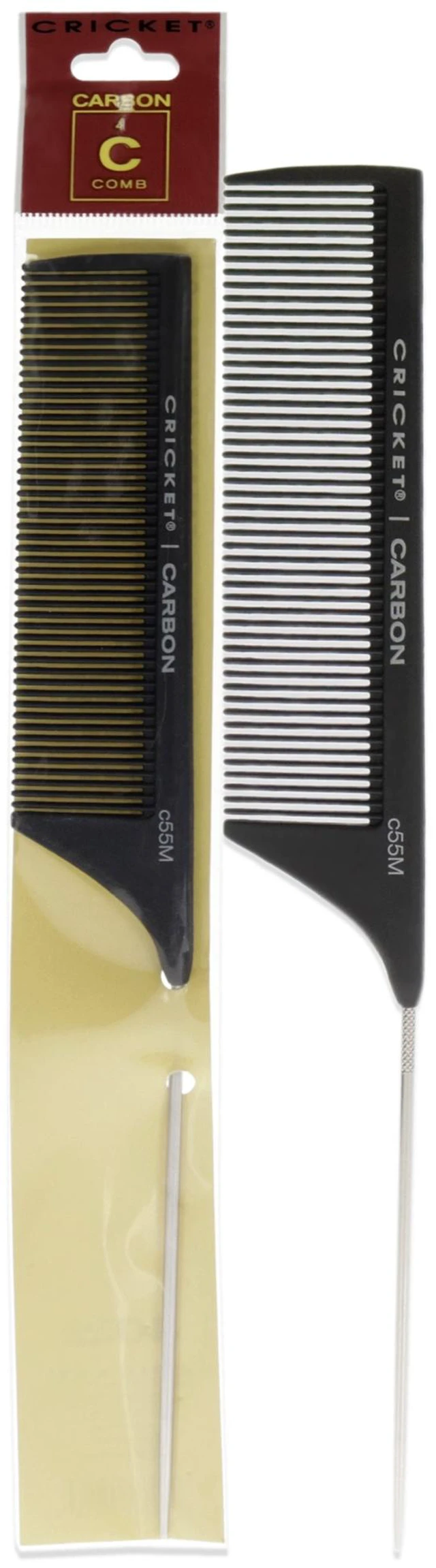 Main image of Carbon Comb Seamless Medium Tooth Pattern Metal Rattail - C55M by Cricket for Unisex - 1 Pc Comb