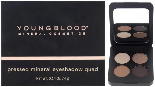 Main image of Pressed Mineral Eyeshadow Quad - Taupe Smoke by Youngblood for Women - 0.14 oz Eye Shadow