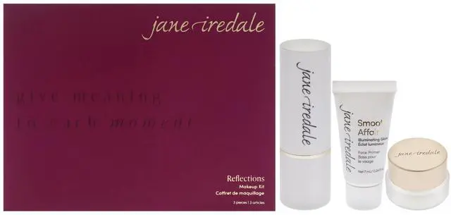Main image of Reflections Makeup Kit by Jane Iredale for Women - 3 Pc Gift Set 0.26oz Glow Time Highlighter Stick - Solstice, 0.03oz 24-Karat Gold Dust, 0.24oz Smooth Affair Illuminating Glow Face Primer Mini