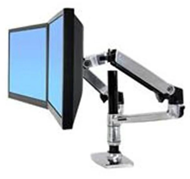 Alt view image 4 of 5 - Ergotron LX Vertical Stacking Dual Monitor Arm, VESA Desk Mount for 2 Monitors Up to 24 Inches, 7 to 20 lbs Each Polished Aluminum