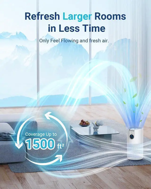 Alt view image 2 of 7 - Air Purifiers for Home Large Room Up to 1500ft² with Aromatherapy, MOOKA HEPA Air Purifier for Bedroom Pets Kitchen, Air Filter Cleaner for Wildfire Smoke Pollen Dust Dander Odor, 15dB, M03
