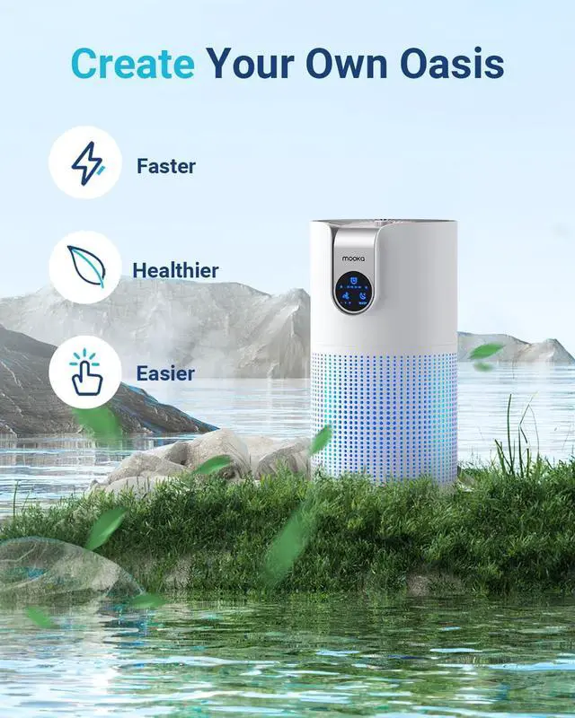 Alt view image 6 of 7 - Air Purifiers for Home Large Room Up to 1500ft² with Aromatherapy, MOOKA HEPA Air Purifier for Bedroom Pets Kitchen, Air Filter Cleaner for Wildfire Smoke Pollen Dust Dander Odor, 15dB, M03