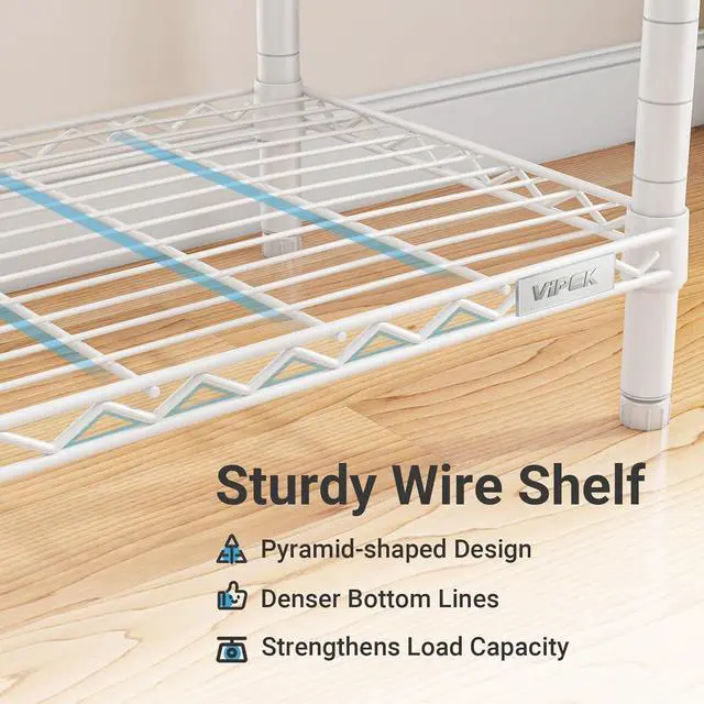 Alt view image 7 of 7 - VIPEK R3 Rolling Clothing Rack Heavy Duty Garment Rack for Hanging Clothes, Portable Closet Wardrobe with Wheels and Side Hooks, Adjustable Freestanding Metal Clothes Rack with Shelves, White