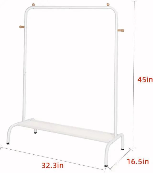 Alt view image 4 of 7 - Kids Clothing Rack - Garment Rack with Bottom Storage Shelf for Children, Small Baby, & Toddler, Clothes Organizer, Shirts, Dresser, Hat, Backpack, Bedroom, White