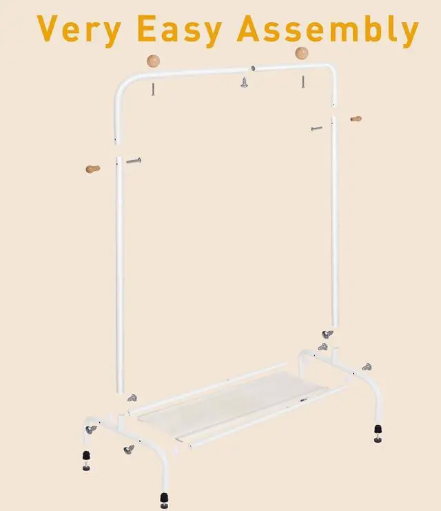 Alt view image 6 of 7 - Kids Clothing Rack - Garment Rack with Bottom Storage Shelf for Children, Small Baby, & Toddler, Clothes Organizer, Shirts, Dresser, Hat, Backpack, Bedroom, White