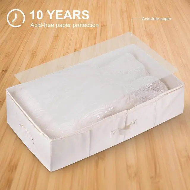 Alt view image 6 of 7 - Wedding Dress Storage Box Kit with 20 Sheets of Acid Free Tissue Paper,Dust-proof Shoe Bag,Dust-free White Gloves,Breathable Foldable Heirloom Wedding Gown Preservation Box - Bride Musthaves Beige