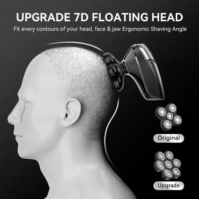 Alt view image 2 of 7 - 7D Head Shavers for Bald Men - 5 in 1 kensen Electric Head Hair Shaver, Head Electric Razor with Nose Hair & Beard Trimmer Cordless Rechargeable IPX6 Waterproof Wet Dry LED Display Gifts Travel Case