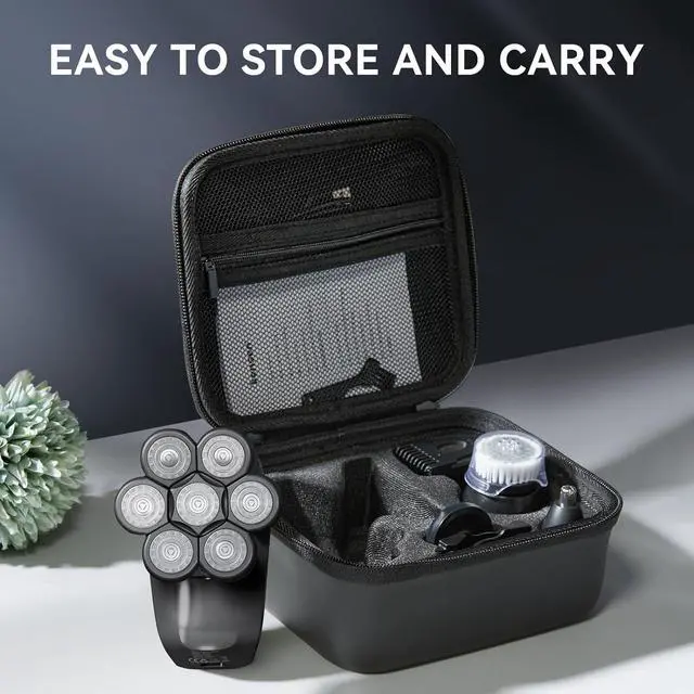 Alt view image 7 of 7 - 7D Head Shavers for Bald Men - 5 in 1 kensen Electric Head Hair Shaver, Head Electric Razor with Nose Hair & Beard Trimmer Cordless Rechargeable IPX6 Waterproof Wet Dry LED Display Gifts Travel Case