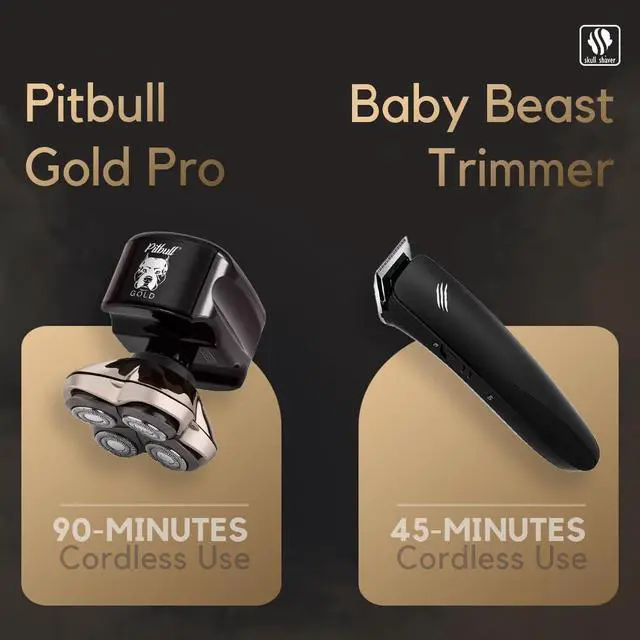 Alt view image 4 of 7 - Skull Shaver Pitbull Gold PRO Head and Face Shaver: Ultimate Grooming Kit for Men, 5-in-1 Premium Bald Head Electric Head Shaver, Wet and Dry Easy