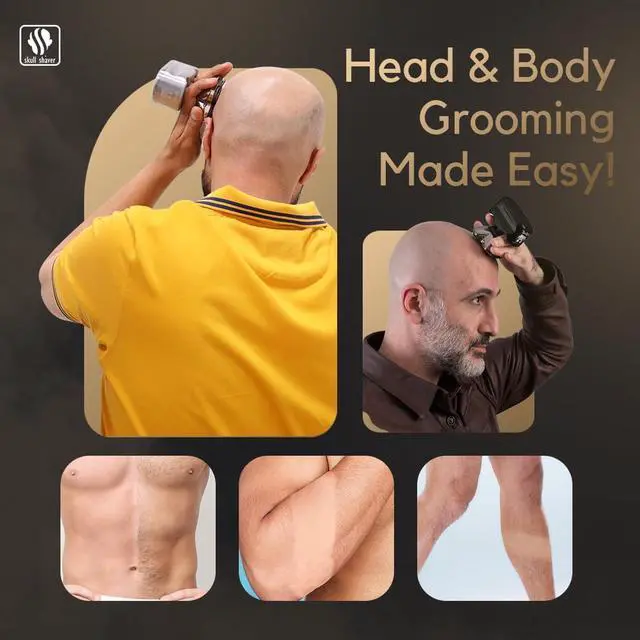 Alt view image 7 of 7 - Skull Shaver Pitbull Gold PRO Head and Face Shaver: Ultimate Grooming Kit for Men, 5-in-1 Premium Bald Head Electric Head Shaver, Wet and Dry Easy