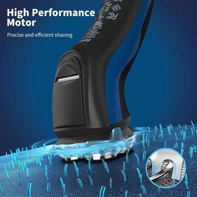 Alt view image 3 of 6 - SweetLF Electric Razor for Men, IPX7 Waterproof, Wet & Dry Shaving, Pop-up Trimmer, Type C Rechargeable, Corded & Cordless, Father's Day Gift