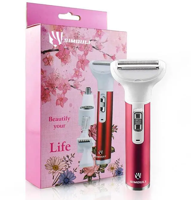 Alt view image 7 of 7 - Electric Razor for Women,5 in 1 Womens Shaver Electric Bikini Trimmer Pubic Hair Removal Wet & Dry Painless Shaver for Legs Underarms Eyebrow Face Nose and Bikini Line Razor (Red)