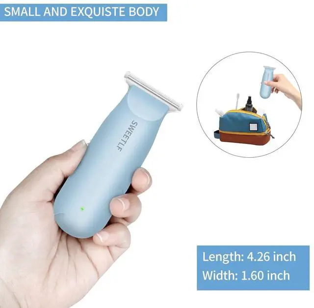 Alt view image 3 of 7 - SweetLF Hair Clippers, Silent Cordless Hair Trimmer, Mini Hair Cutting Kit with 3 Guide Combs, USB Rechargeable, Portable, Blue