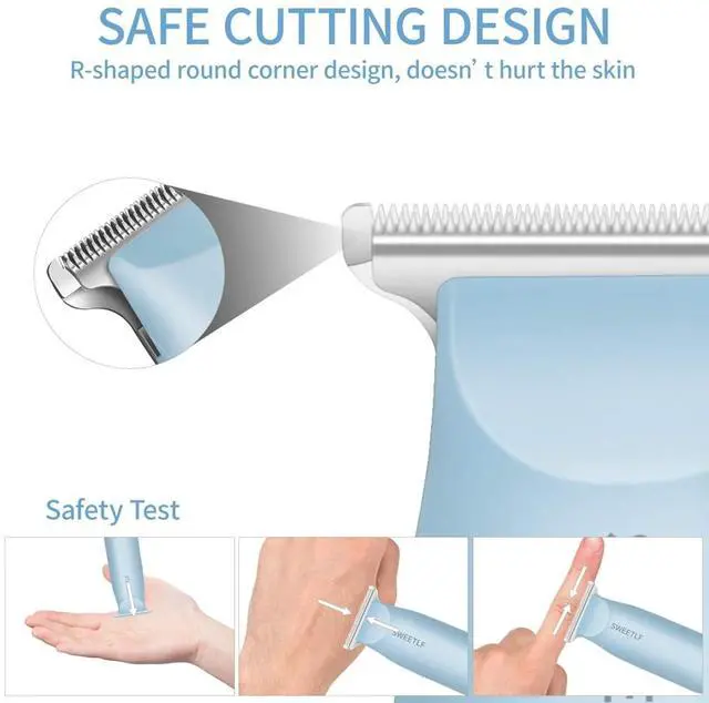 Alt view image 5 of 7 - SweetLF Hair Clippers, Silent Cordless Hair Trimmer, Mini Hair Cutting Kit with 3 Guide Combs, USB Rechargeable, Portable, Blue