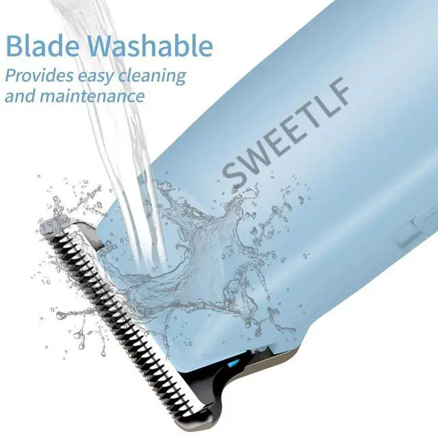 Alt view image 6 of 7 - SweetLF Hair Clippers, Silent Cordless Hair Trimmer, Mini Hair Cutting Kit with 3 Guide Combs, USB Rechargeable, Portable, Blue