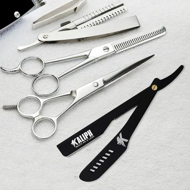 Alt view image 7 of 7 - Kaliph Professional Straight Razor For Men - Premium Pack of 2 Straight Edge Barber Razor With 100 Blades - Smooth Shaving Men's Manual Cut Throat Shaver Safety Kit (Black)