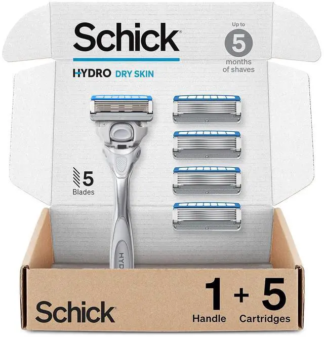 Main image of Schick Hydro Dry Skin Razor - 1 Handle with 5 Refills, 5 Blade Men's Razor