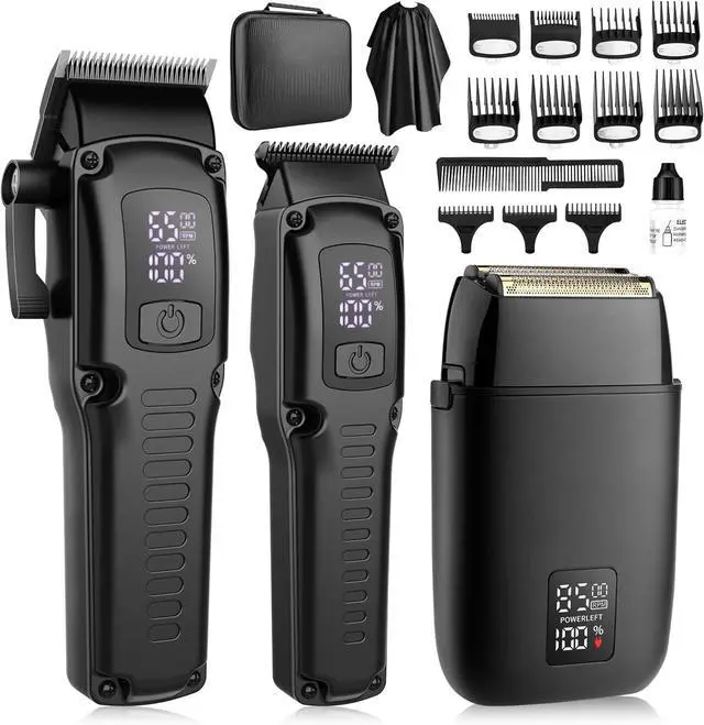 Main image of Professional Hair Clipper for Men, 3 in 1 Hair Clipper Beard Trimmer and Electric Foil Shaver Set with LED Display, Cordless Grooming Kit for Home, Travel, Barber, Ideal Gift for Him